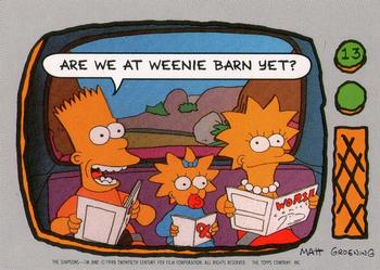 1990 Topps The Simpsons UK #13 Are we at Weenie Barn yet? Front