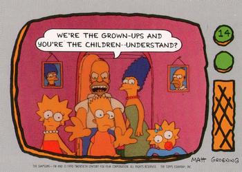 1990 Topps The Simpsons UK #14 We're the grown-ups and you're the children-- Front