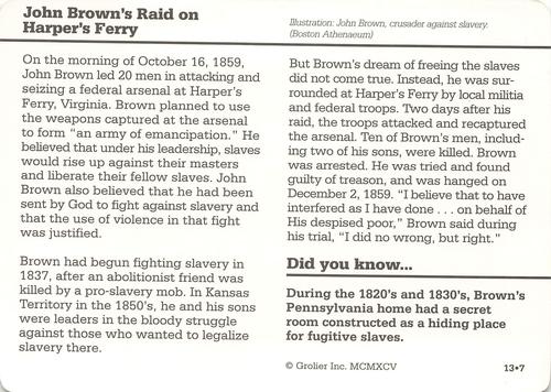 1994-01 Grolier Story of America #13.7 John Brown's Raid on Harper's Ferry Back