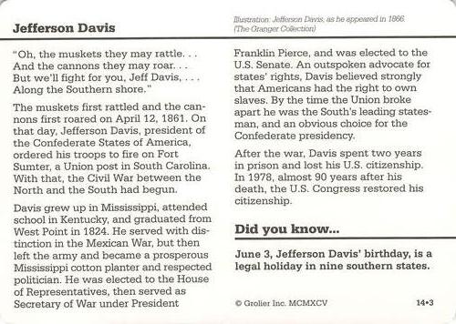 1994-01 Grolier Story of America #14.3 Jefferson Davis Back