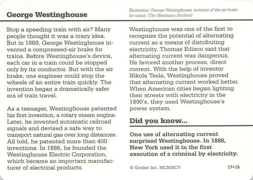 1994-01 Grolier Story of America #17.15 George Westinghouse Back