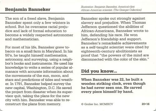 1994-01 Grolier Story of America Cards #20.16 Benjamin Banneker Back