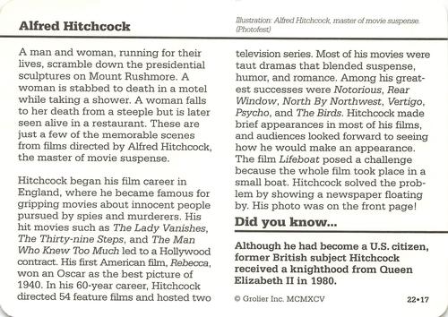 1994-01 Grolier Story of America #22.17 Alfred Hitchcock Back