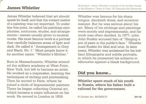 1994-01 Grolier Story of America #30.18 James Whistler Back
