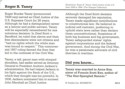 1994-01 Grolier Story of America #34.3 Roger B. Taney Back