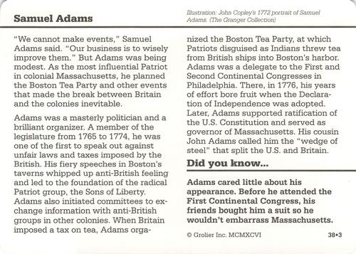 1994-01 Grolier Story of America #38.3 Samuel Adams Back