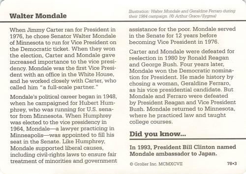 1994-01 Grolier Story of America #78.3 Walter Mondale Back