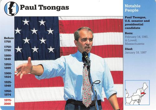 1994-01 Grolier Story of America Cards #117.2 Paul Tsongas Front