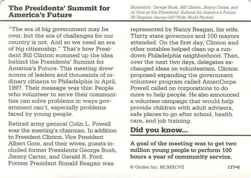 1994-01 Grolier Story of America #117.6 The President's Summit for America's Future Back