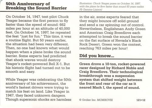 1994-01 Grolier Story of America #121.12 50th Anniversary of Breaking the Sound Barrier Back