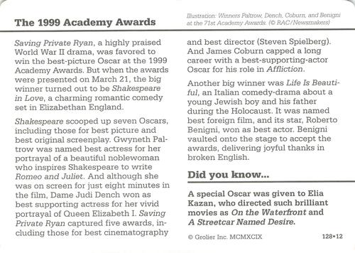 1994-01 Grolier Story of America #128.12 The 1999 Academy Awards Back