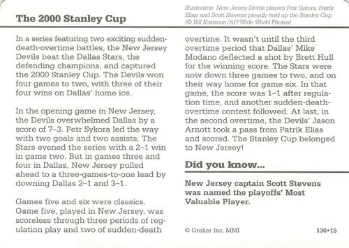 1994-01 Grolier Story of America #136.15 The 2000 Stanley Cup Back