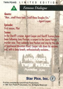 1991 Star Pics Twin Peaks - Limited Edition #29 Man...smell those trees... Back