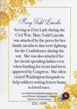 2020 Historic Autographs POTUS The First 36 - First Ladies #NNO Mary Todd Lincoln Back