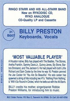 1989 Big League Cards Ringo Starr & His All-Star Band #31 B007 Billy Preston Back