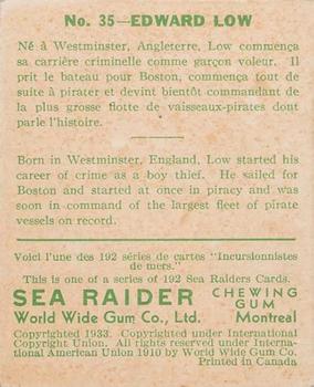 1933 World Wide Gum Sea Raiders (Canadian Version / English & French) (V359-2) #35 Edward Low Back