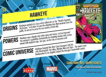 2022 Fleer Ultra Marvel Avengers #58 Hawkeye Back