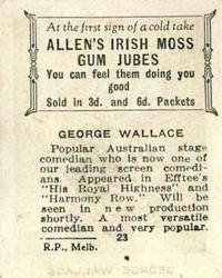 1933 Allen's Movie Stars #23 George Wallace Back