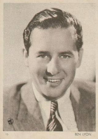 1930-39 Aguila Chocolate Movie Star Premiums #13 Ben Lyon Front
