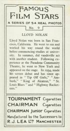 1939 R.J. Lea Famous Film Stars #9 Lloyd Nolan Back