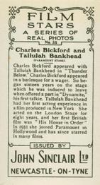 1937 John Sinclair Film Stars #35 Tallulah Bankhead / Charles Bickford Back