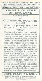 1991 Imperial Tobacco Co.1935 Player's Kings & Queens of England (reprint) #24 Catherine Howard Back