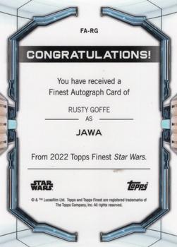 2022 Topps Finest Star Wars - Finest Autographs Green #FA-RG Rusty Goffe Back