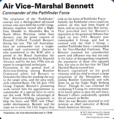 1977 Edito-Service World War II - Deck 103 #13-036-103-07 Air Vice-Marshal D C T Bennett Back