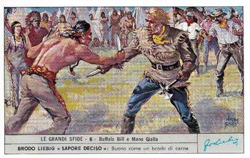 1972 Brooke Bond Liebig Le Grandi sfide (Great Duels) (Italian Text) (F1852, S1855) #6 Buffalo Bill e Mano Gialla Front