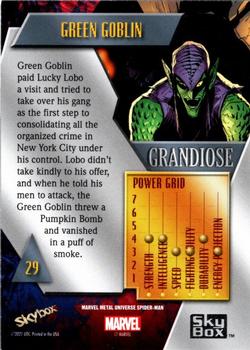 2021 SkyBox Metal Universe Marvel Spider-Man - Grandiose #29 Green Goblin Back