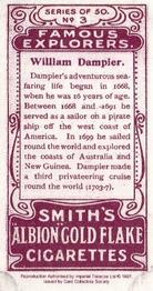 1997 Card Collectors Society 1911 F. & J. Smith's Famous Explorers (reprint) #3 William Dampier Back