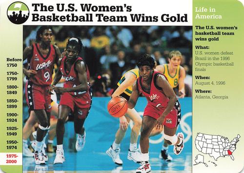 1996-97 Grolier Story of America Cards - Year in Review #F.17 The U.S. Women's Basketball Team Wins Gold Front