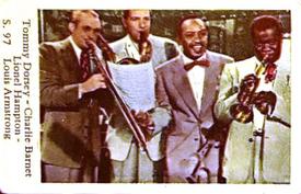 1957 Dutch Gum S Set #S97 Tommy Dorsey / Charlie Barnet / Lionel Hampton / Louis Armstrong Front