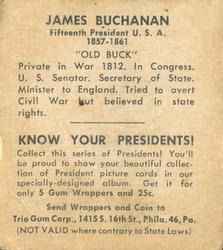 1940 Trio Gum Presidents (R210) #NNO James Buchanan Back
