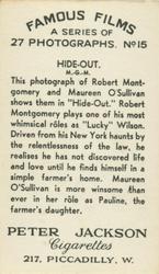 1934 Peter Jackson Famous Films #15 Maureen O'Sullivan / Robert Montgomery Back