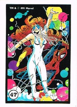 1991 Comic Images Spider-Man Webs Trading Stickers #47 Spider-Man / Dazzler Front