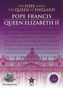 2022 Merrick Mint Queen Elizabeth II Five Popes #5 Pope Francis / Queen Elizabeth II Back