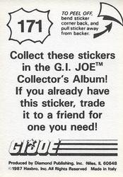 1987 Hasbro G.I. Joe #171 Sci-Fi and Low-Light Back