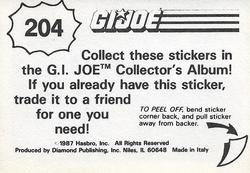 1987 Hasbro G.I. Joe #204 Leatherneck, Sci-Fi, Low-Light and Beach Head Back