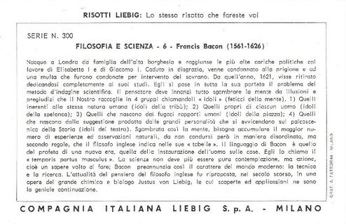 1968 Liebig Filosofia e scienza (Philosophers and scientists) (Italian Text)(F1826, S1829) #6 Francis Bacon Back
