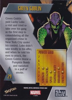 2021 SkyBox Metal Universe Marvel Spider-Man - Blue Light FX #29 Green Goblin Back