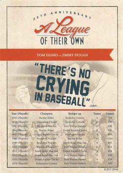 2017 A League of Their Own 25th Anniversary DVD #NNO Tom Hanks as Jimmy Dugan Back