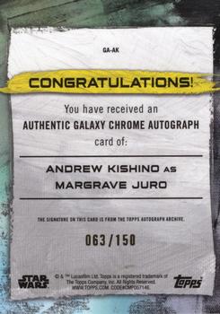 2022 Topps Chrome Star Wars Galaxy - Autographs Blue #GA-AK Andrew Kishino Back