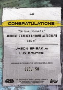 2022 Topps Chrome Star Wars Galaxy - Autographs Blue #GA-JS Jason Spisak Back