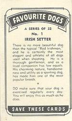 1949 Favourite Dogs #1 Irish Setter Back