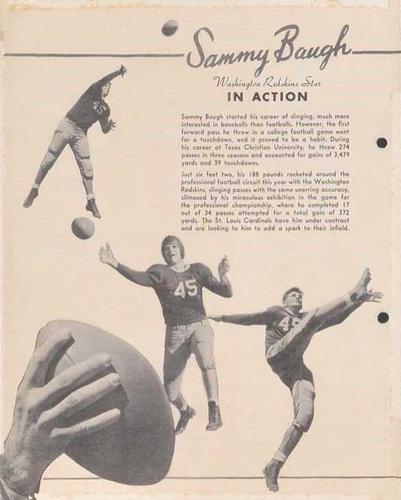 1938 Dixie Cup Lid Premiums Movie, Sports and Cowboy Stars (F5-4c) #NNO Sammy Baugh Back
