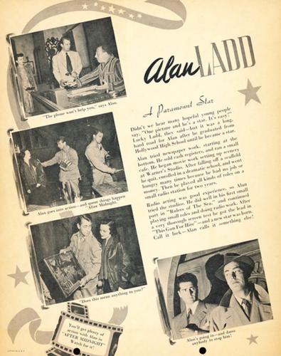 1950 Dixie Cup Lid Premiums Movie Stars (F5-16c) #NNO Alan Ladd Back