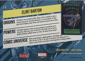 2022 Fleer Ultra Marvel Avengers - Green Foil #14 Clint Barton Back