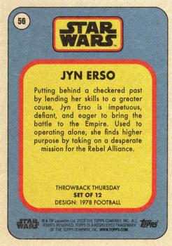 2023 Topps Throwback Thursday Star Wars #56 Jyn Erso Back