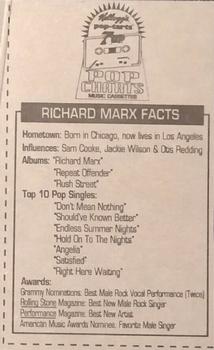 1992 Kellogg's Pop-Tarts/7-Up Pop Charts #NNO Richard Marx Back